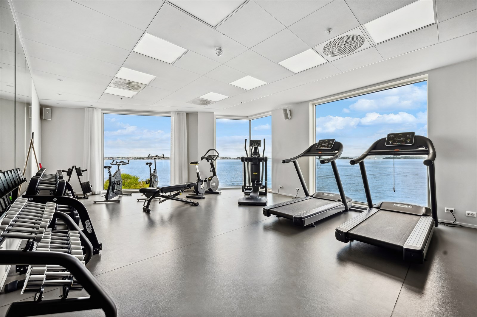 Gym with ocean view